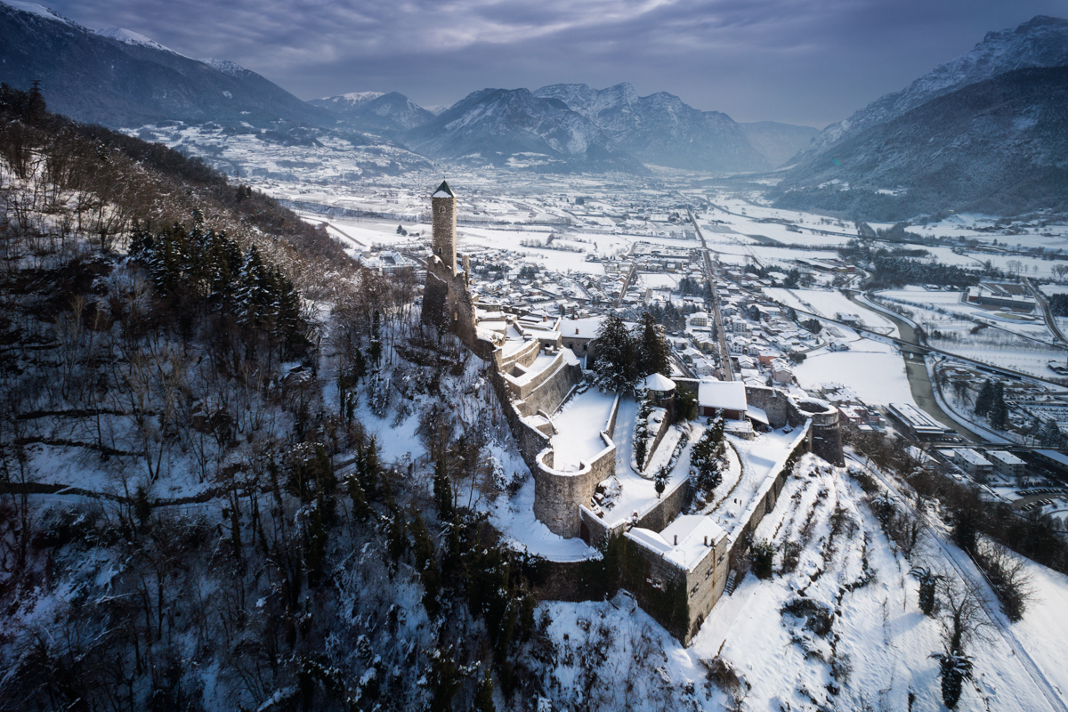 Castel Telvana winter aerial view – Ruggero Arena